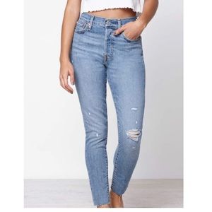 Levi’s Button-fly Wedgie skinny cropped raw hem Highrise sz26